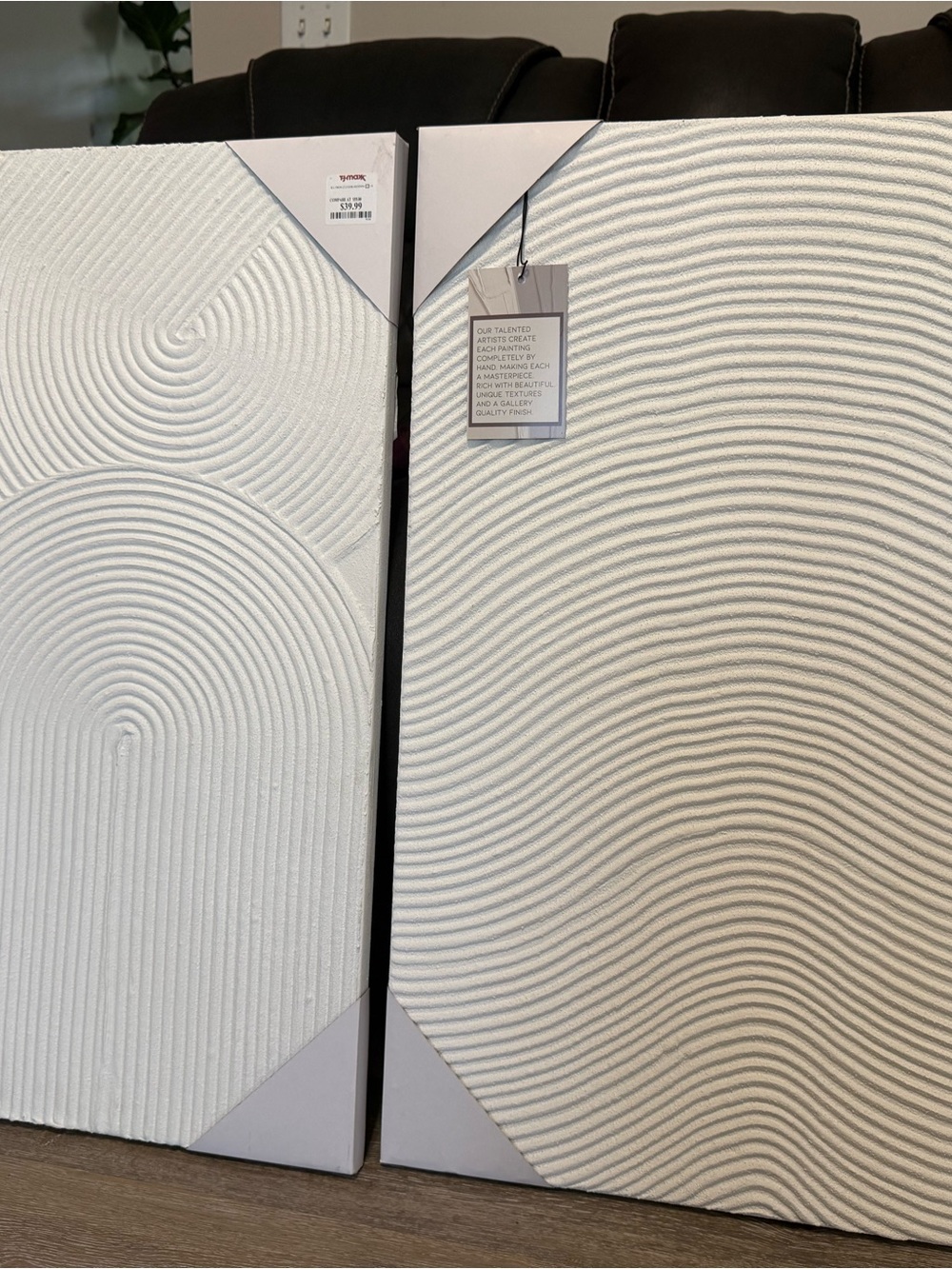 NWT Handcrafted White Textured Wall Panels - Modern Ripple Set